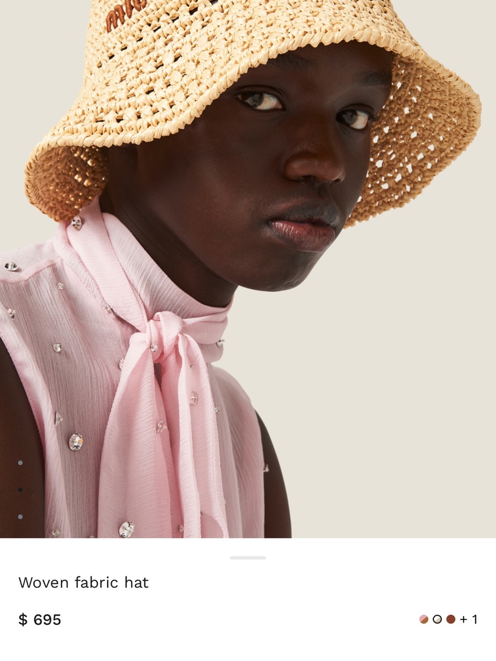 Miu Miu Tan Woven Fabric Bucket Hat - Picture 2 of 5